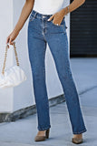 Flap Pocket Back High Waist Flared Jeans