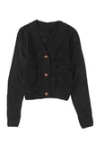 Front Pockets Buttons Textured Cardigan