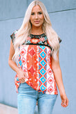 Floral Aztec Geometric Cap Sleeve Top