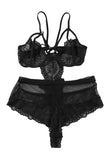 Lingerie Teddy ajourée en dentelle résille noire Plus