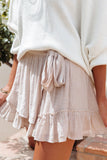 High Waist Frilled Wide Leg Casual Shorts