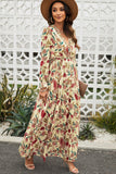 Multicolor Wild Lotus Ruffle Tiered Maxi Dress