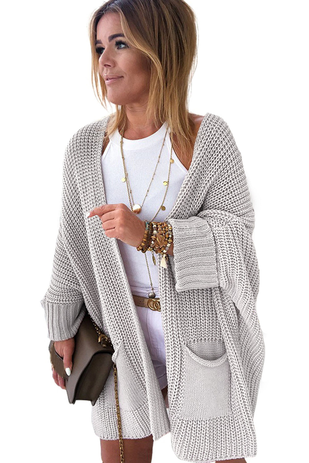 Oversized Fold Over Sleeve Sweater Cardigan