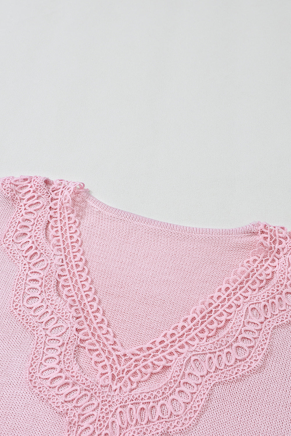 Hollowed Lace Splicing V Neck Loose Sweater