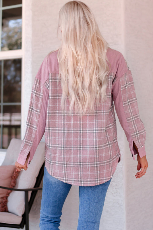 Corduroy Plaid Pattern Shacket