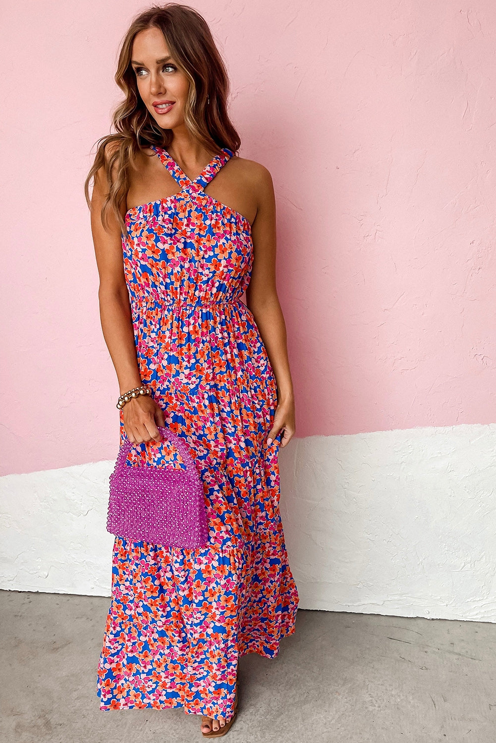 Floral Halter Maxi Dress