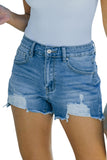 Distressed Frayed Denim Shorts