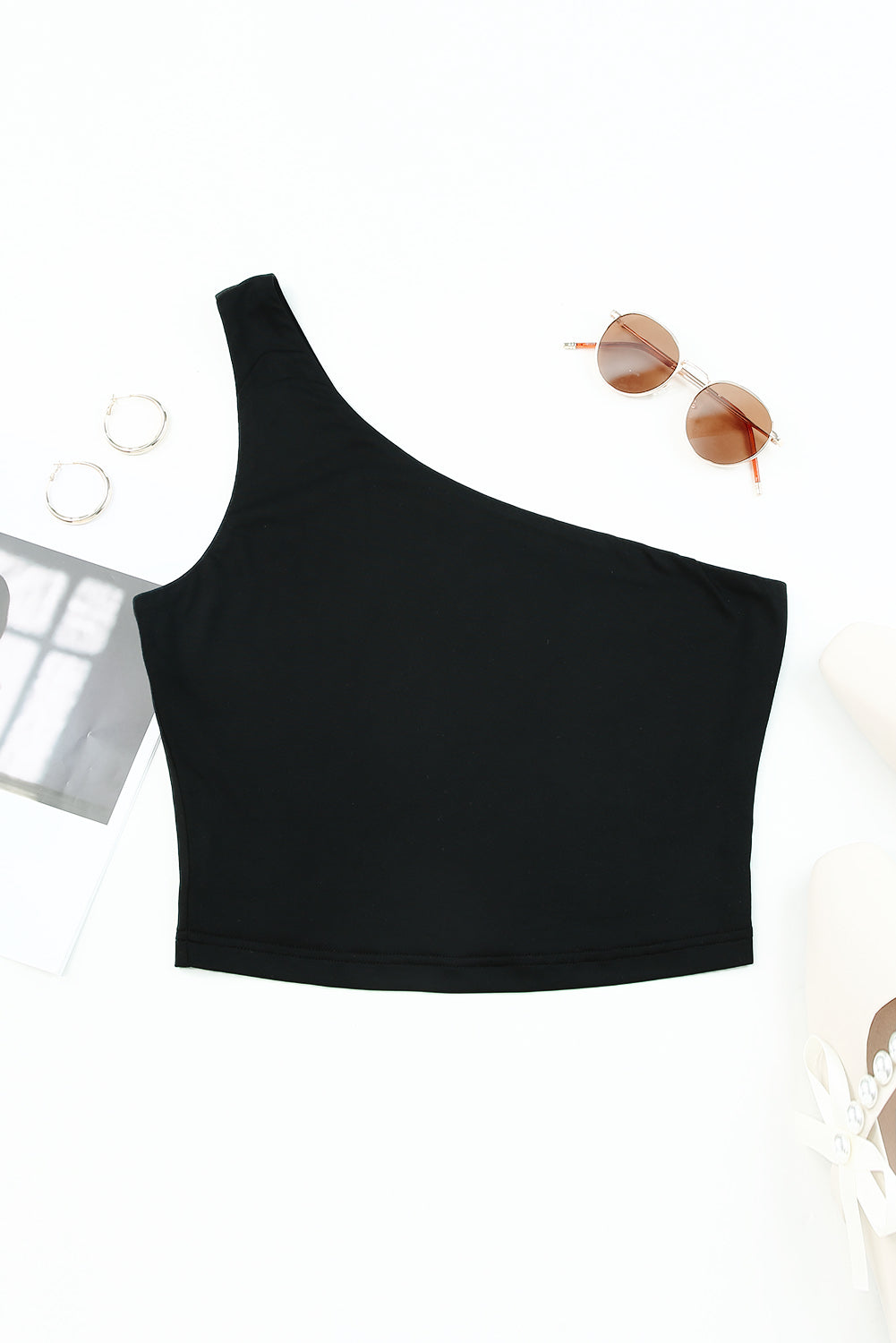 One Shoulder Sleeveless Crop Top