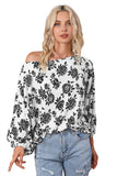 Floral Print Cold Shoulder Loose Fit Blouse