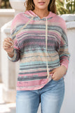 Striped Print Cable Knit Drop Shoulder Hoodie