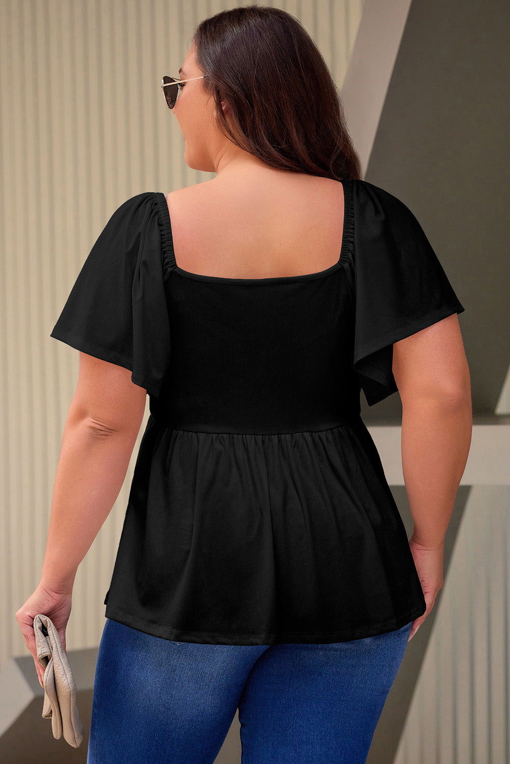 Plus Size Ruched Front Babydoll Top