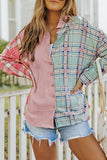 Plaid Contrast Color Block Shirt