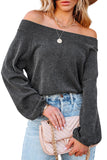 Ribbed Knit Off-Shoulder Balloon Sleeve Top