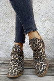 Retro Canvas Patchwork Chunky Heel Booties