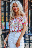 Floral Print Off Shoulder Puff Sleeve Blouse