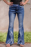 Western Pattern High Rise Flare Jeans