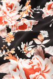 Mini-robe noire à imprimé floral et nouée au dos