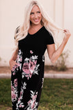 Contrast Floral Empire Waist Maxi Dress