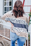 Plus Size Leopard Striped Color Block Oversized Top