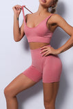 Spaghetti Strap Yoga Bra and Seamless Shorts Set