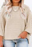 Brown Exposed Seam Ribbed Knit Dolman Top