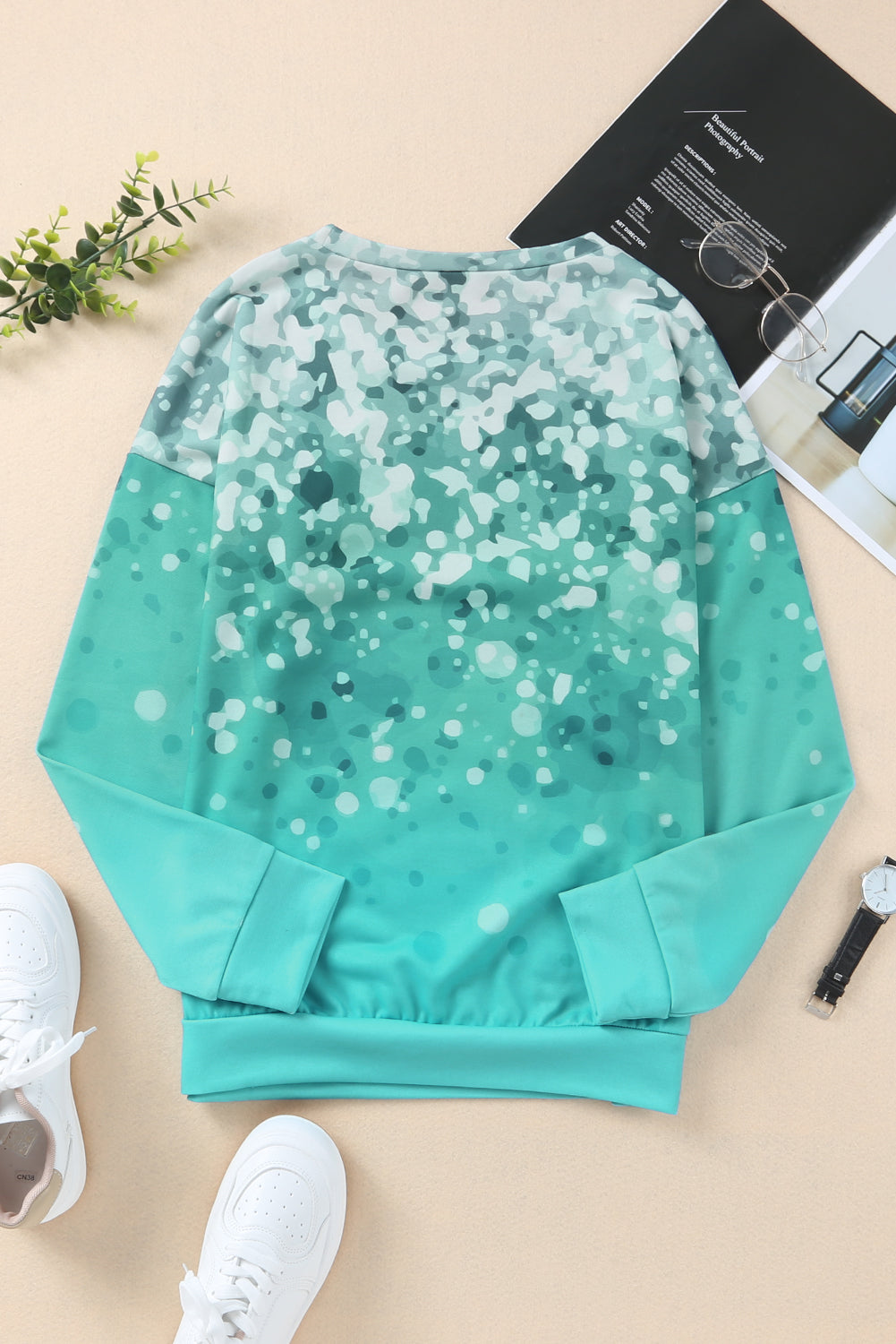 Bleached Splatter Gradient Long Sleeve Sweatshirt