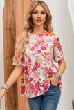 Purple Multicolor Flutter Floral Print Flowy Tank Top