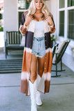 Maxi kimono boutonné multicolore tie-dye color block