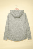 Heathered Print Button Snap Neck Pullover Hoodie