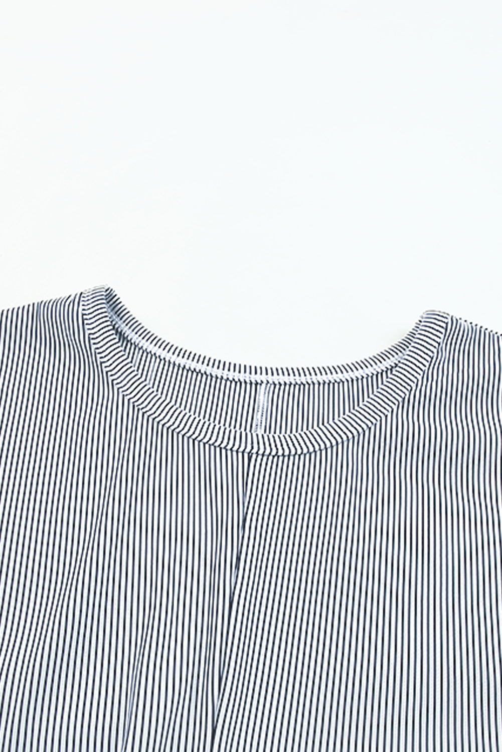 Ribbed Knit Round Neck Relaxed Tee