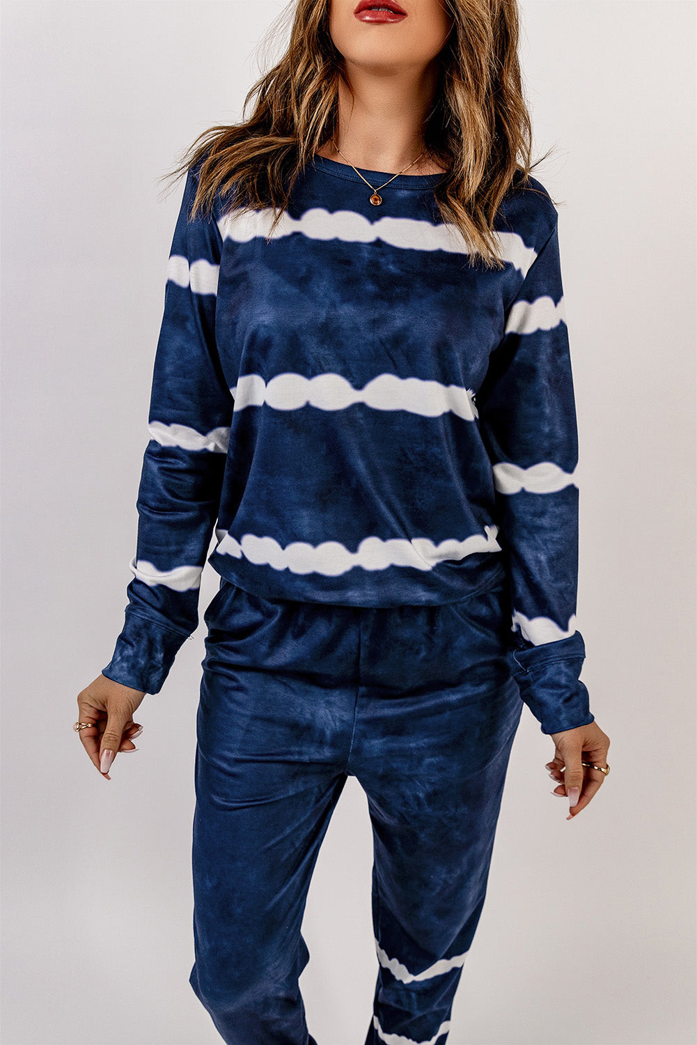 Stripes Long Sleeves and Joggers Lounge Set