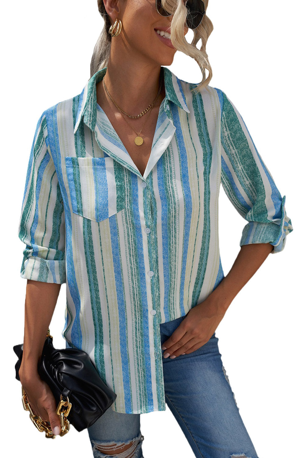 Sweet Enough Striped Button Up Top