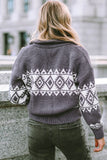 Western Geometric Printed Quarter Zip Pullover Sweater