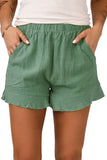 High Waist Pocketed Ruffle Shorts