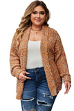 Khaki Open Front Knit Plus Size Cozy Cardigan