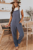 Distressed Trim Crinkle Pocketed Jumpsuit