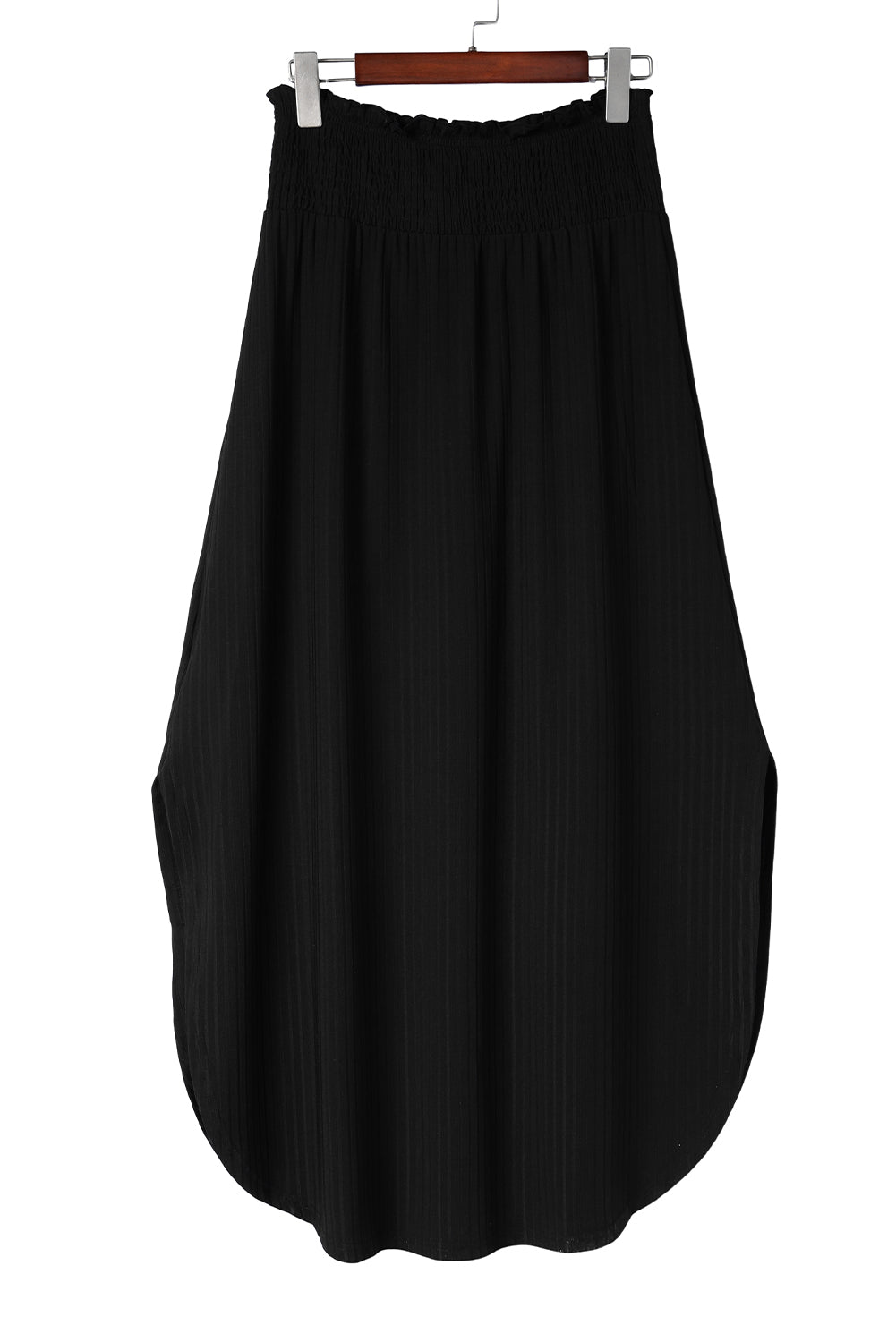 Smocked High Waist Maxi Skirt with Slit