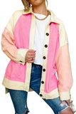 Veste polaire haute et basse en patchwork de blocs de couleurs roses