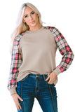 Brown Plaid Raglan Sleeve Sweatshirt