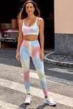 2pcs Tie Dye Yoga Bra and High Waist Leggings Set