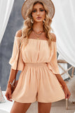 Ruffled Ruched High Waist Off Shoulder Romper