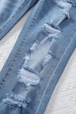 Light Blue Distressed Boyfriend Denim Pants