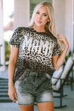 MAMA Leopard Print Short Sleeve Casual Graphic Tee