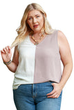 Plus Size Colorblock V Neck Tank Top