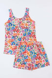 Spaghetti Straps Knot Front Floral Tank Top