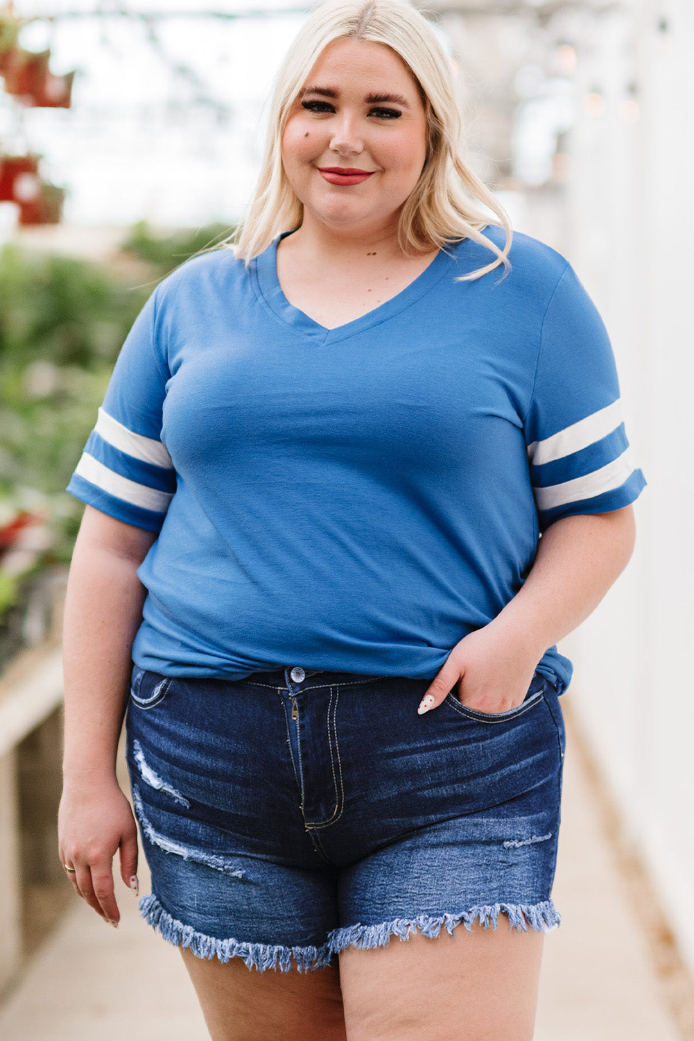 High Rise Raw Hem Plus Size Denim Shorts