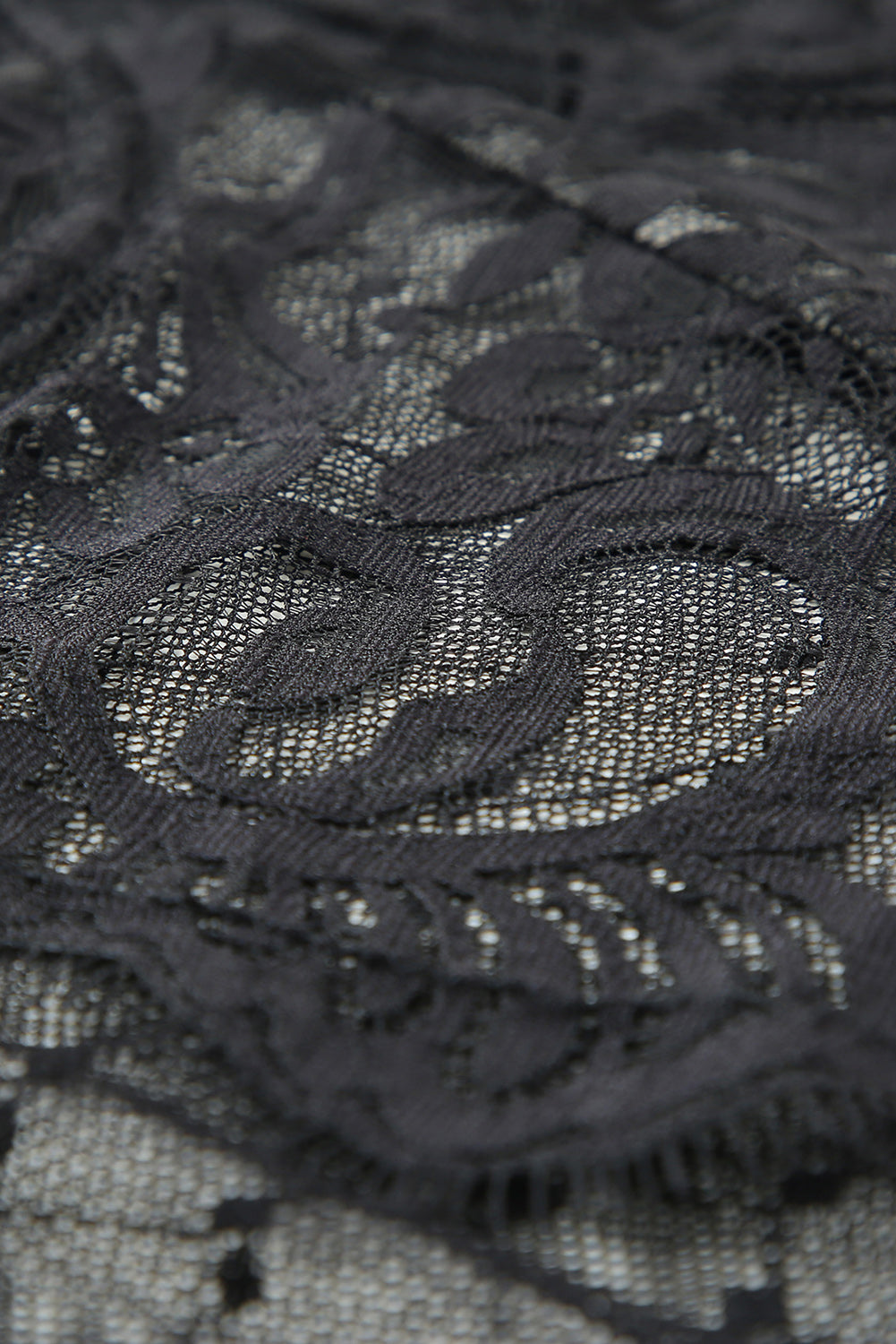 Body bralette noir en dentelle et maille à manches longues 