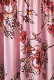 Robe longue empire enveloppée à col en V et manches longues à fleurs rose