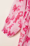 Sweet Floral Print Frill Hem Puff Sleeve Cover Up