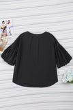 Joint Bubble Sleeve Round Neck Blouse